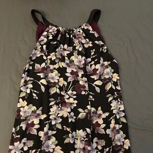 White House Black Market Floral Dress - Black and Purple